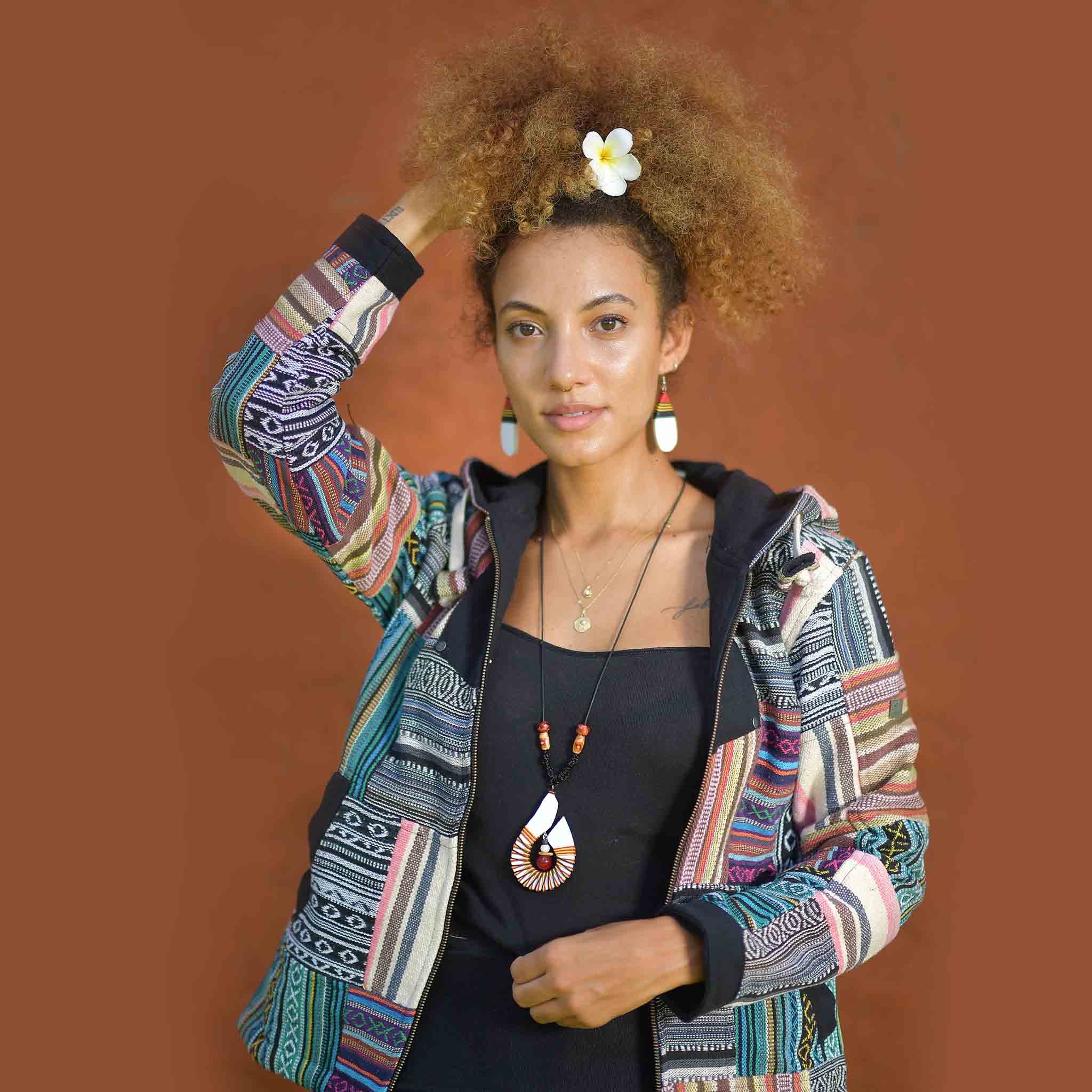 GURU SHOP Goa Unisex Hoodie met Capuchon, Stonewash Patchwork Baja Hoody, katoen, heren, paars, S GURU SHOP Goa Unisex Hoodie met Capuchon, Stonewash Patchwork Baja Hoody, katoen, heren, paars, S