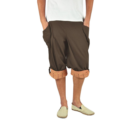 Kurze Hippie Style Haremshose Großzügig Braun