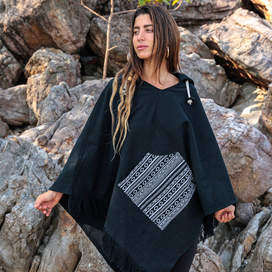 Hippie poncho for men and women Padre with colorful pocket