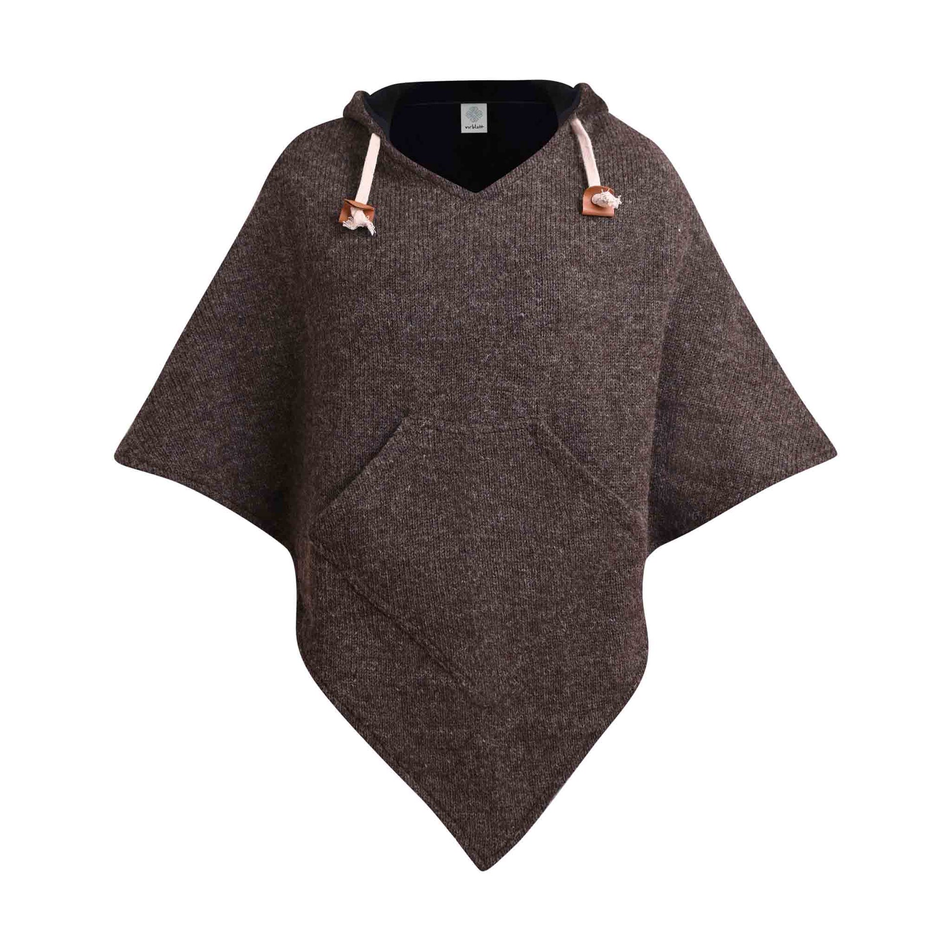 Boho style Wollponcho Abajo Braun